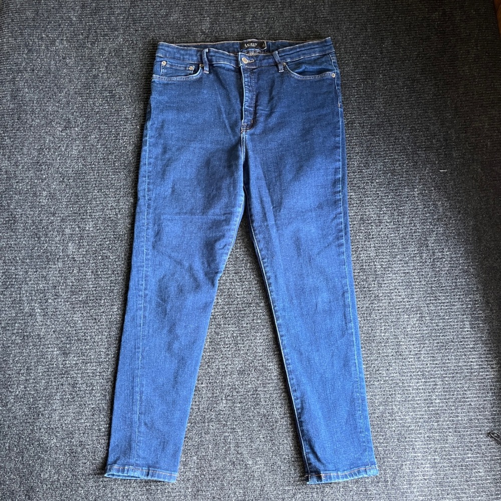 Lauren Ralph Lauren Women High Rise Slim Leg Jeans Dark Wash Blue Size 14 casual
